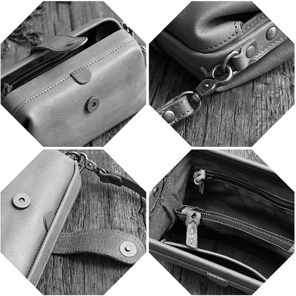 Vintage style Doctor Black Leather Crossbody - Picture 11 of 11